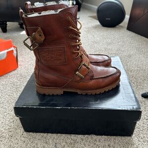 Polo by Ralph Lauren Men's Tan Leather Lace-Up Boots